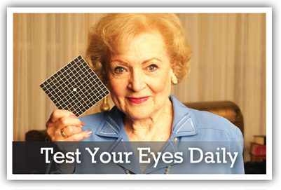 Amsler Grid and Instruction Card, featuring Bettty White